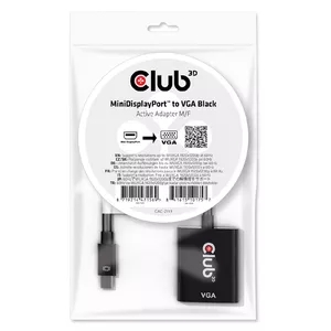 CLUB3D CAC-2113 video kabeļu aksesuārs 0,228 m Mini Displayport VGA Melns