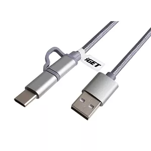 iGET G2V1 USB кабель 1 m USB A USB C/Micro-USB A Металлический, Серебристый