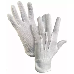 Хлопковые рабочие перчатки с резиновыми точками на одной стороне, размер M/8, белые, пара