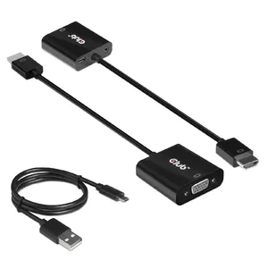 CLUB3D CAC-1302 video kabeļu aksesuārs 0,5 m HDMI Type A (Standard) VGA (D-Sub) Melns