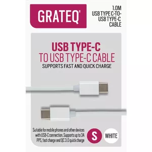 GRATEQ 85056QC USB kabelis 1 m USB 2.0 USB C Balts