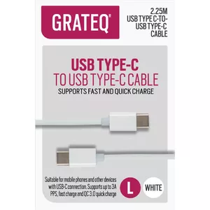 GRATEQ 85058QC USB kabelis 2,25 m USB 2.0 USB C Balts