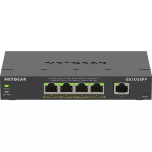 NETGEAR 5-Port Gigabit Ethernet High-Power PoE+ Plus Switch (GS305EPP) Управляемый L2/L3 Gigabit Ethernet (10/100/1000) Питание по Ethernet (PoE) Черный