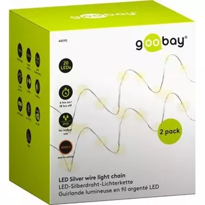 2 X Goobay LED dekoratīvā virtene, gaismas krāsa silti balta, ar taimeru