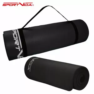 SportVida NBR Нескольский коврик для тренировок Фитнеса и Ийоги (180x60x1cm) Черный