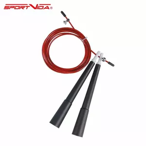 SportVida Скакалка для Аэробики и Кросссфита 300cm регулируемой длинной с 15.5cm ручками Красный