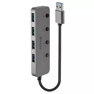Lindy 43309 хаб-разветвитель USB 3.2 Gen 1 (3.1 Gen 1) Type-A 5 Мбит/с Серый