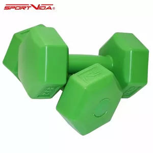 SportVida 2в1 GYM и Фитнес комплект комфортной хексо формы гантелей 2 * 2kg Зеленый