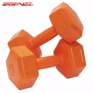 SportVida 2в1 GYM и Фитнес комплект комфортной хексо формы гантелей 2 * 3kg Оранжевый