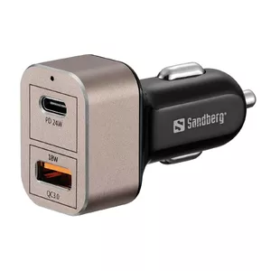 Sandberg 441-43 зарядное устройство для мобильных устройств Универсальная Черный, Серый Прикуриватель Быстрая зарядка Авто