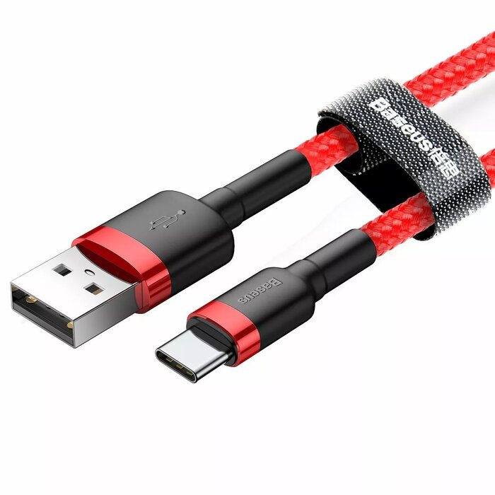 Кабель Baseus Cafule USB — USB-C 3A, 1 м, красный