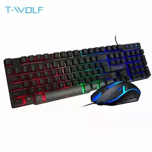 T-WOLF TF200 Gaming set 2in1 Multimedia Keyboard Rainbow LED Backlight / Mouse / Black