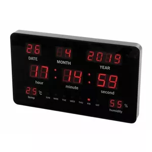LED Wall Clock with Temperature & Humidity Display