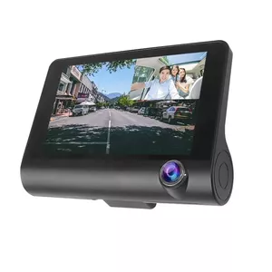 Riff Full HD Auto Video Reģistrātors DVR G-Sensors ar  3 Kamerām - atpakaļskata LCD 4'' Melna