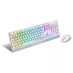 MSI VIGOR GK30 COMBO WHITE MEMchanical Gaming Keyboard + Gaming Mouse Bundle 'UK Layout, 6-Zone RGB Lighting Keyboard, Dual-Zone RGB Lighting Mouse, 5000 DPI Optical Sensor, Center'