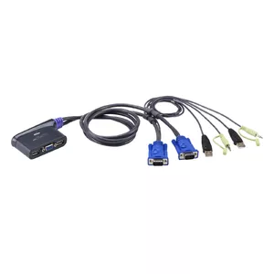 ATEN 2-Port USB KVM Switch (KVM) tastatūras/video/peļu pārslēgšanas mehānisms Zils