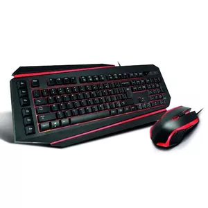 Crono CM637 - комплект игровой клавиатуры и мыши, CZ / SK, USB, черный / красный