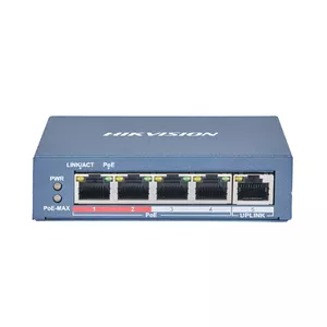 Hikvision DS-3E0105P-E(B) сетевой коммутатор Неуправляемый L2 Fast Ethernet (10/100) Питание по Ethernet (PoE) Серый