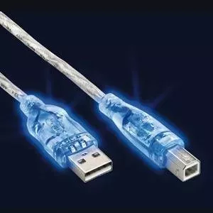 Кабель USB 2.0 A/B \"Blue Light\" 1.8м EDNET