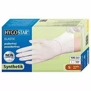 Синтетические перчатки S белые 100шт HYGOSTAR Elastic без талька