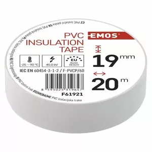 Elektroizolācijas lente PVC 19mm x 013mm x 20m, balta, balta