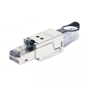 Intellinet Cat6a 10G Shielded Toolless RJ45 Modular Field Termination Plug with Pull-ring Release, For Easy and Quick High-quality Cable Assembly in the Field, STP, for Solid & Stranded Wire, Gold-plated Contacts, Metal Housing