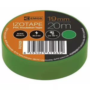 Izolācijas lente PVC 19mm/20m, zaļa, EMOS