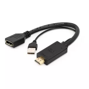 Gembird A-HDMIM-DPF-01 video kabeļu aksesuārs 0,1 m HDMI Type A (Standard) DisplayPort + USB Type-A Melns