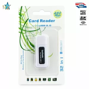 HQ USB 2.0 Flešatmiņas diska tipa Karšu lasītājs 15in1 Micro SD / SD / Mini SD / XD / MS Duo / MMC Balts