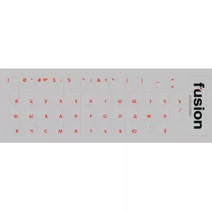 Fusion Ламинированные Наклейки для Клавиатуры RU красные / прозрачные