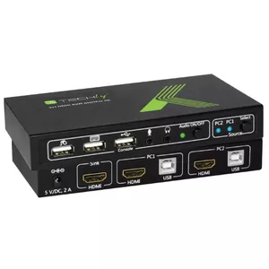 Techly 2x1 USB HDMI KVM Switch 4Kx2K IDATA KVM-HDMI2U (KVM) tastatūras/video/peļu pārslēgšanas mehānisms Melns