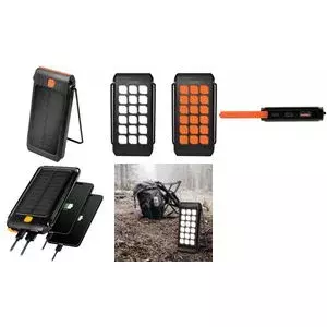 LogiLink Mobiler Zusatzakku mit Solar, 10.000 mAh, schwarz mit eingebauter LED-Taschenlampe, mit einklappbarem Ständer, - 1 Stück (PA0273)