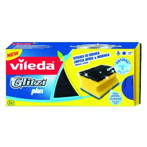 Vileda 139787 губка Прямоугольный Фибра Черный, Синий, Желтый 3 шт