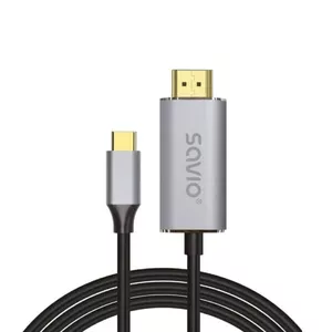 Savio USB-C to HDMI 2.0B cable 2m silver / black gold tips CL-171 HDMI кабель USB C HDMI Тип A (Стандарт) Черный