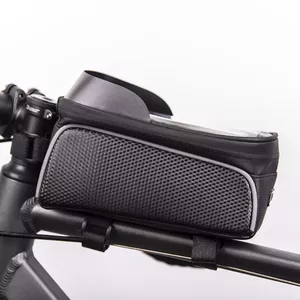 Ūdensnecaurlaidīga velosipēda rāmja soma ar ekranētu tālruņa turētāju Model02 black