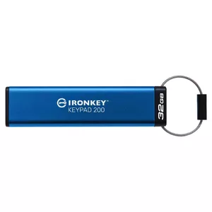 Kingston Technology IronKey Keypad 200 USB zibatmiņa 32 GB USB Type-A 3.2 Gen 1 (3.1 Gen 1) Zils