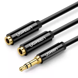 Ugreen кабель 3,5 мм разветвитель для наушников миниджек AUX 25 см черный (20816)