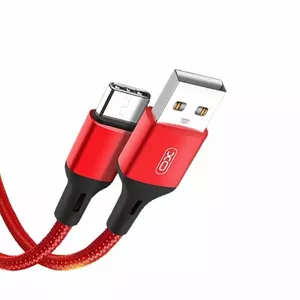 XO NB143 Прочный универсальный кабель TPE USB-C (Type-C) для передачи данных и внешней зарядки, 2,4 А, 1 м, красный