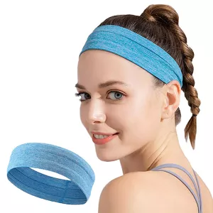 Эластичная тканевая повязка на голову для бега фитнес синий