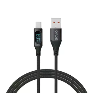 Savio USB - USB-C cable with display CL-172 1 m black USB кабель USB 3.2 Gen 1 (3.1 Gen 1) USB C Черный