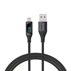 Savio USB - Lightning cable with display CL-173 1 m black Черный