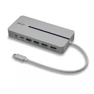Lindy 43360 док-станция для ноутбука Проводная USB 3.2 Gen 1 (3.1 Gen 1) Type-C Серебристый, Белый
