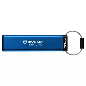 Kingston Technology IronKey Keypad 200 USB zibatmiņa 16 GB USB Type-A 3.2 Gen 1 (3.1 Gen 1) Zils