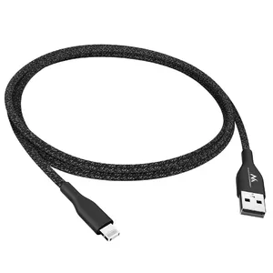 IOS MFi кабель зарядки передачи данных быстрая зарядка USB 2.4A черный 1м 5V 2.4A нейлон