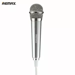 Remax K01 Mini Универсальный 3.5mm Проводной Микрофон для Караоке & AUX  Устройств с 2x Plug-In Адаптером Серебристый