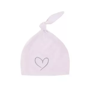 Хлопковая шапочка для новорожденных с сердечком, пудрово-розовая, 1-3 месяца