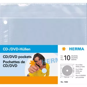 HERMA 7686 optisko disku vāciņš Soma-aploksne 2 diski Caurspīdīgs