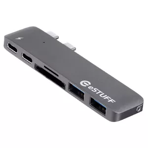 eSTUFF USB-C Slot-in Hub PRO Grey USB 3.2 Gen 1 (3.1 Gen 1) Type-C 5000 Мбит/с Серый