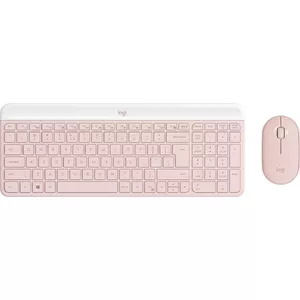Logitech MK470 Slim Combo клавиатура Мышь входит в комплектацию Беспроводной RF QWERTY Международный американский стандарт Розовый
