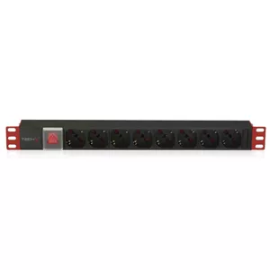 Techly I-CASE STRIP-18C20 power distribution unit (PDU) 8 AC outlet(s) 1U Black, Red
